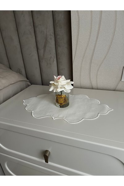 NURHAN HOME COLLECTION Ekru Nakışlı 3 Parça Oda Takım