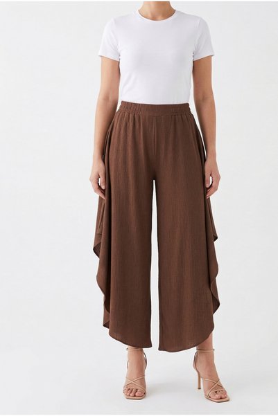 just wear zt High Waist Asymmetrical Cut Loose Pants Skirt Look