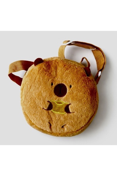 Dinç Spor Plush Teddy Bear Crossbody Bag with Hamburger Figure Children's Sho...