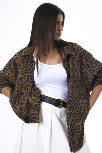 ABBRA Γυναικείο πουκάμισο λεοπάρ oversized