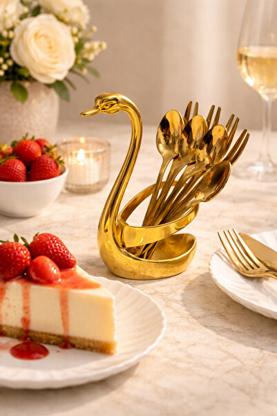 OEM Σετ μαχαιροπίρουνα 7 τεμαχίων από χρυσό ανοξείδωτο ατσάλι, βάση σε σχήμα ...