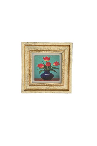 NEFİSE MEKTEBİ Saksıda Bitki Soyut Doğaltaş Tablo 20x20 Çerçeveli
