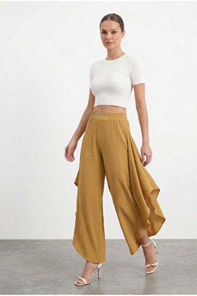 just wear zt High Waist Asymmetrical Cut Loose Pants Skirt Look