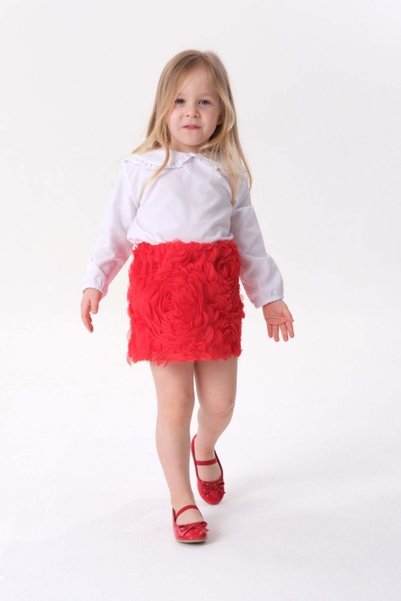 Generic Brand Rose Embossed Skirt and Shirt Set