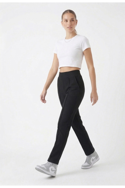 just wear zt High Waist Stitched Detail Fit Pants – Casual & Stylish Comfortable Cut