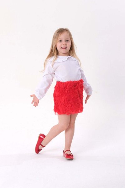 Generic Brand Rose Embossed Skirt and Shirt Set