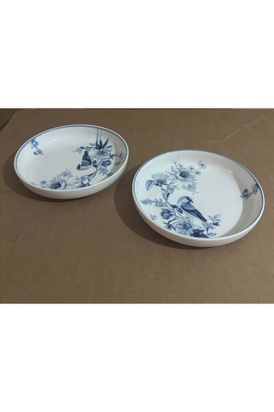 Güral Porselen 1891 Bird Pattern 2-Piece Salad Plate Appetizer Plate Presenta...