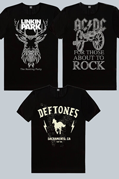 ROCKANDROLL Geometric Geyik, Deftones, Top Rock Acdc Μαύρο ανδρικό μπλουζάκι ...