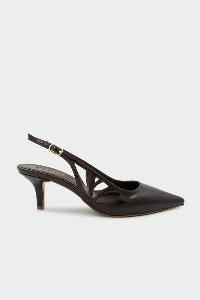 LAMİNTA Γυναικεία παπούτσια με τακούνι σε καφέ χρώμα Ralph Asymmetric Cut