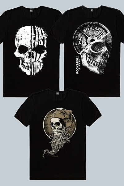 ROCKANDROLL Γρήγορη Ανάπτυξη Μαύρο, Κεφάλι Δίσκου Μαύρο, Γενειοφόρος Κρανίο, ...