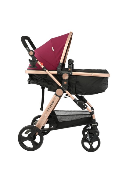 OEM Καρότσι Little Bird, με ανάρτηση, Κόκκινο κρασί (κόκκινο) 2 σε 1 μετατρέψ...