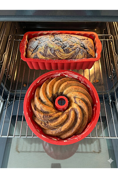 viarella Red Silicone Baton Cake Mold 26X12 Cm-Red Silicone Oval Cake Mold 27...