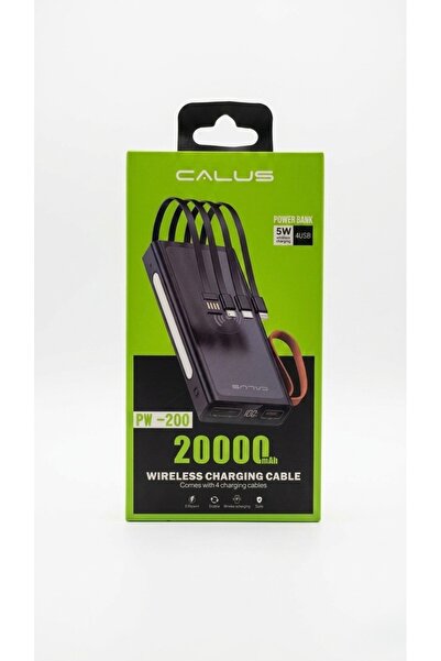 calus PW-200 20000mAh Power Bank with 5W Wireless Charging & 4 Built-in Cables