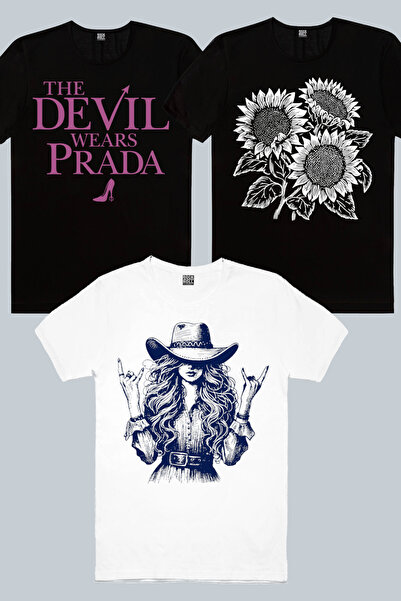 ROCKANDROLL Brand Sever Black, Girl in the Hat, Summer Flowers Πακέτο 3 γυναι...