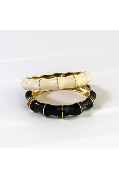 LARIS ART AND DECORATION Σετ βραχιολιών σε 2 χρώματα, κρεμ και μαύρο σμάλτο.