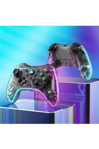 Generic وحدة تحكم ألعاب لاسلكية شفافة بإضاءة RGB