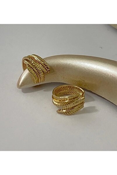 Goche YÜKSEK KALİTE Altın Kaplama Yaprak Tüy Kıkırdak Küpe(Ear Cuff) – Sıkışt...