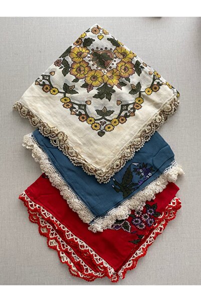 EBRU YAZMA El İşi İğne Oyası Çeyizlik Yazma 100x100 3 Adet Görsel temsilidir.