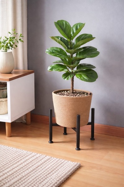 Pink Dreams Modern Metal Ayaklı Hasır Saksı Standı – 20 cm Ayak & 20 cm Saksı