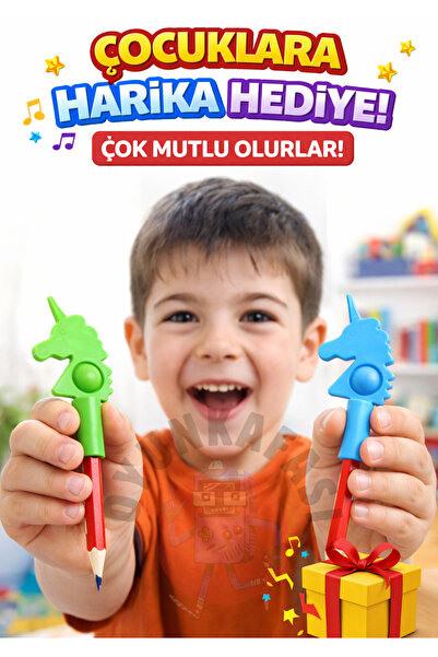 OYUNKAFASI Popit Kalem Ucu Süsü | Unicorn & Dino Figürlü Stres Oyuncağı (1 Adet)