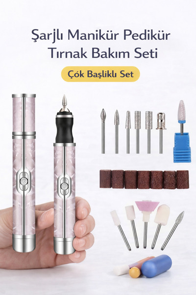 Yenilig Şarjlı Manikür Pedikür Tırnak Bakım Seti 12 Başlıklı | Kablosuz USB Ş...