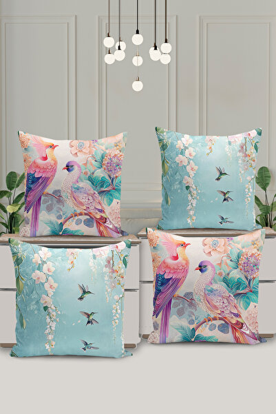 Filamente Σετ 4 καλύμματα μαξιλαριών διπλής όψης με ψηφιακή εκτύπωση - Άνοιξη...