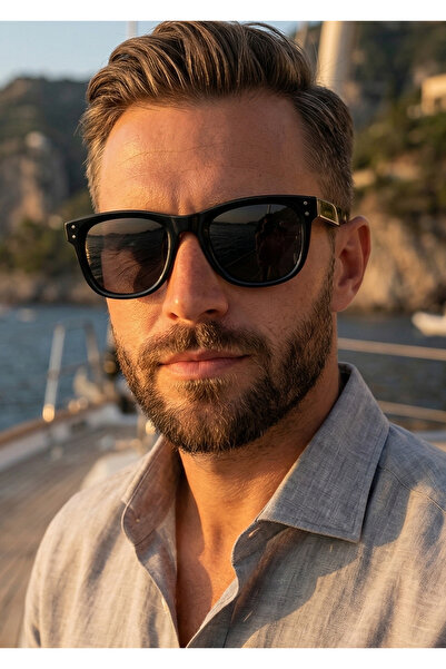 Duke Nickle Men's Black Classic Rectangular Uv400 Protected Modern Design Sun...