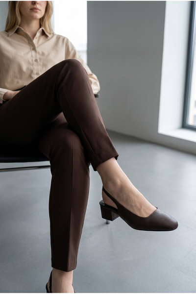 HANZE Women's Short Heeled Shoes Brown Daily New Season Flat D35