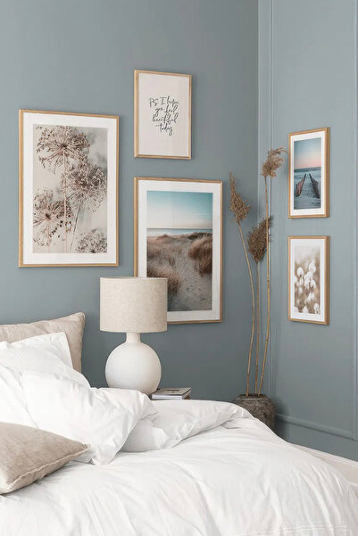 Muyika Design Dekoratif Duvar Tablosu Seti Ahşap Çerçeveli Modern Boho Botani...