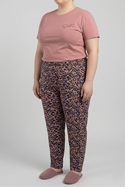 balkonda Γυναικείο Σετ Πιτζάμες Μεγάλου Μεγέθους, Ελαστικό, Άνετο, με Μακρύ Π...