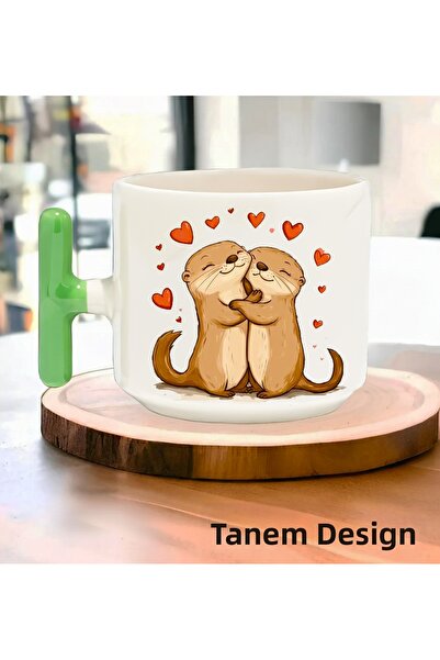 Tanem Tasarım كوب قهوة وشاي هدية لعيد الحب 016 - كوب بمقبض على شكل حرف T