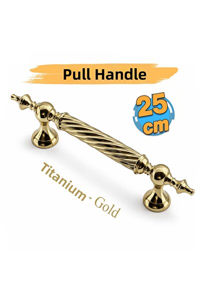 Badem10 Στριφτή λαβή πόρτας από ατσάλι Titanium Gold 25 εκ. Συρόμενη εξωτερικ...