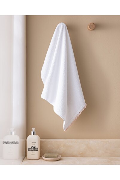 Madame Coco Πετσέτα προσώπου Bastienne Kroşeli 100% βαμβακερή - Λευκή/Πούδρα