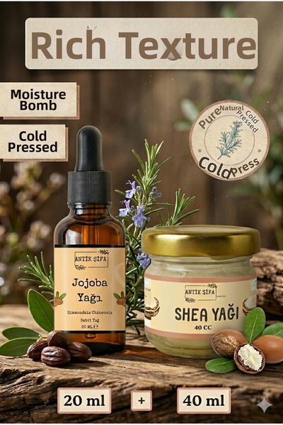 Antik Şifa Shea Butter (40 ml) + Jojoba Oil (20 ml) - Natural Cold Pressed Pu...