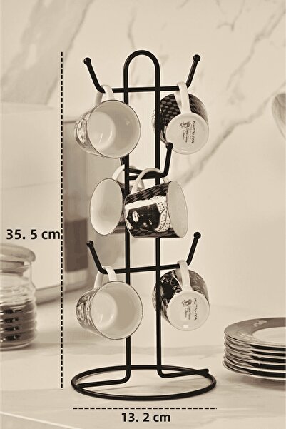 Edora Home Μαύρο ματ χρώμα, 6 θέσεων, κρεμάστρα για ποτήρια, οργανωτής για κο...