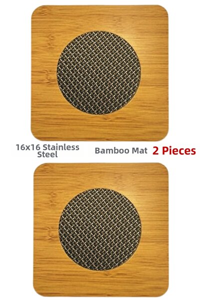 miosse Σετ 2 τεμαχίων Ξύλινη βάση κατσαρόλας/τσαγιέρας από μπαμπού με ατσάλιν...