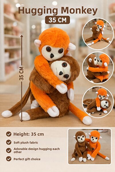 seraptakidunyasi Plush Monkey Set of 2, 35 cm Large Size, Hugging Design, Sof...