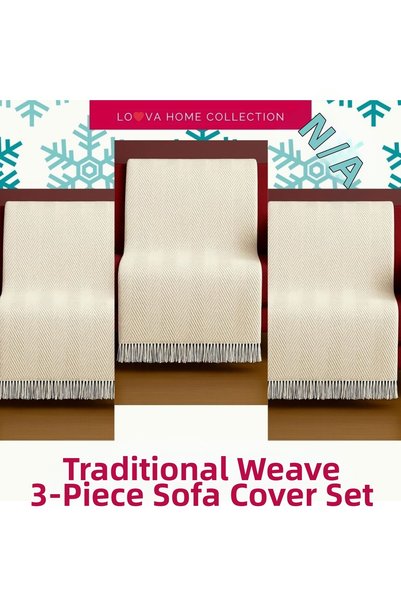Loova Sofa Cover 3-Piece Economical Package 100% Cotton Traditional Weaving