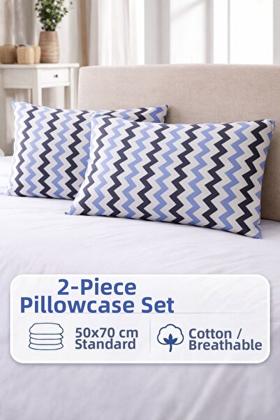 DüşEvi 2-Piece Zigzag Patterned Pillowcase 50X70 cm Cotton
