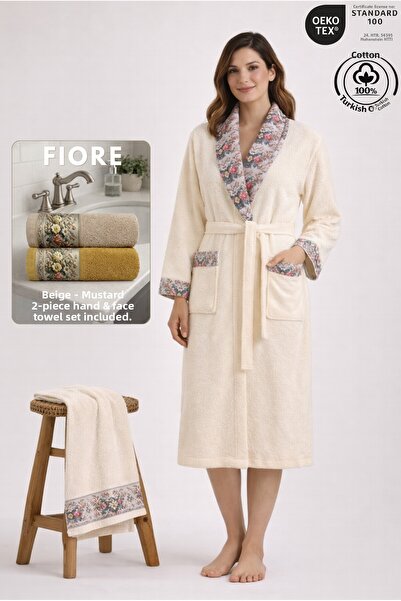 Ellaline Σετ γυναικεία μπουρνούζια 2 τεμαχίων FIORE Floral 100% βαμβακερά πισ...