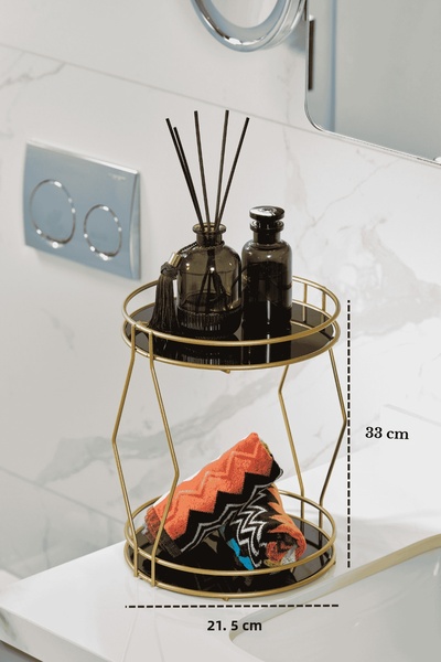 Edora Home Ματ χρυσός οργανωτής μπάνιου 2 επιπέδων, οργανωτής κοσμημάτων, αρω...