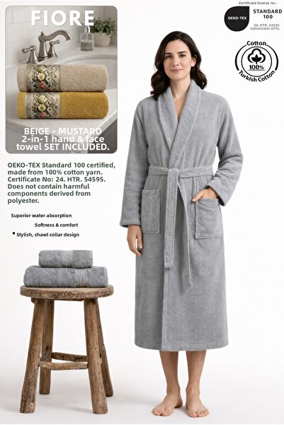 Ellaline Σετ γυναικείων ριγέ μπουρνούζια 3 τεμαχίων 100% βαμβάκι πιστοποιημέν...