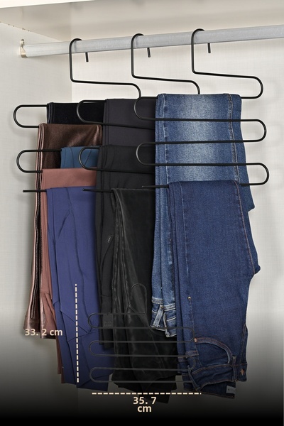 Edora Home Σετ 10 τεμαχίων Μαύρες κρεμάστρες παντελονιών 5 επιπέδων για ντουλ...