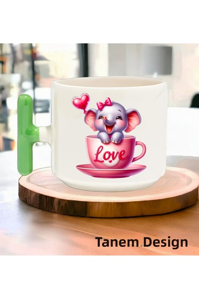 Tanem Tasarım كوب هدية عيد الحب للقهوة والشاي - كوب بمقبض على شكل حرف T