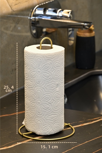 Edora Home Ματ χρυσή όρθια θήκη για χαρτοπετσέτες και ρολό χαρτοπετσέτας, συμ...