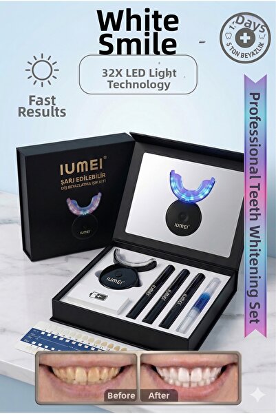 IUMEI مجموعة تبييض الأسنان الاحترافية بـ 32 مصباح LED، سريعة المفعول وآمنة لل...