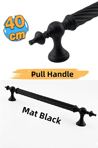 Badem10 (Λαβή Πόρτας) Στριφτή Μαύρη Ματ 40 εκ. Ατσάλινη Συρόμενη Εξωτερική Λα...