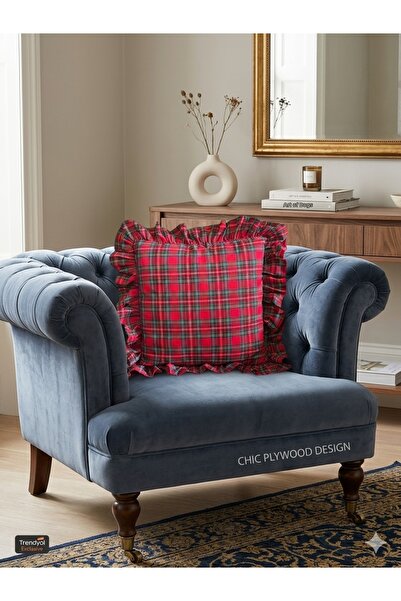 Angels' Collection Ruffled Plaid Throw Pillow Cover