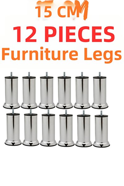 KAYRA LEATHER CRAFT Klc 12 Pieces M8 Fine Thread Chrome Metal Furniture Leg -...