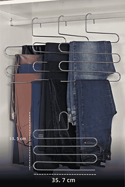 Edora Home Σετ 5 τεμαχίων ματ ασημί κρεμάστρες παντελονιών 5 επιπέδων για ντο...